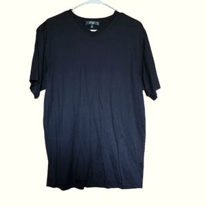 Fiji Black Italian Cotten Vneck Short Sleeved Shirt